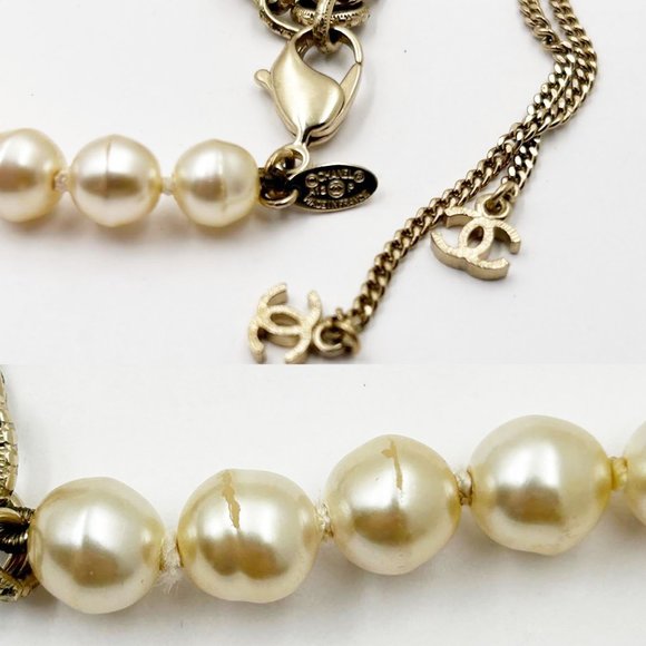 Chanel 3 Gold CC Pearl Faux Fresh Water Pearl Long Necklace - Picture 5 of 5